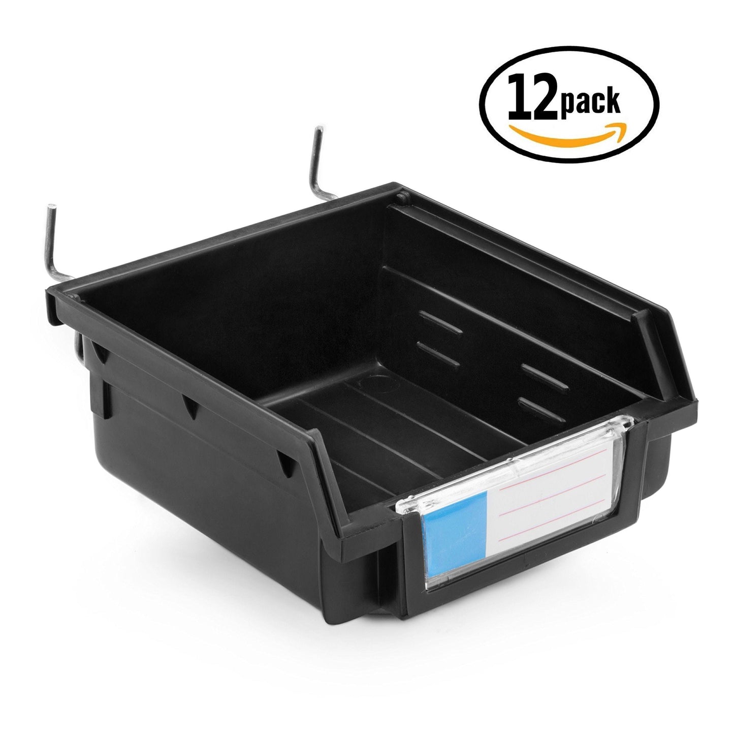 Best seller pegboard bins 12 pack black hooks to any peg board organize hardware accessories attachments workbench garage storage craft room tool shed hobby supplies small parts