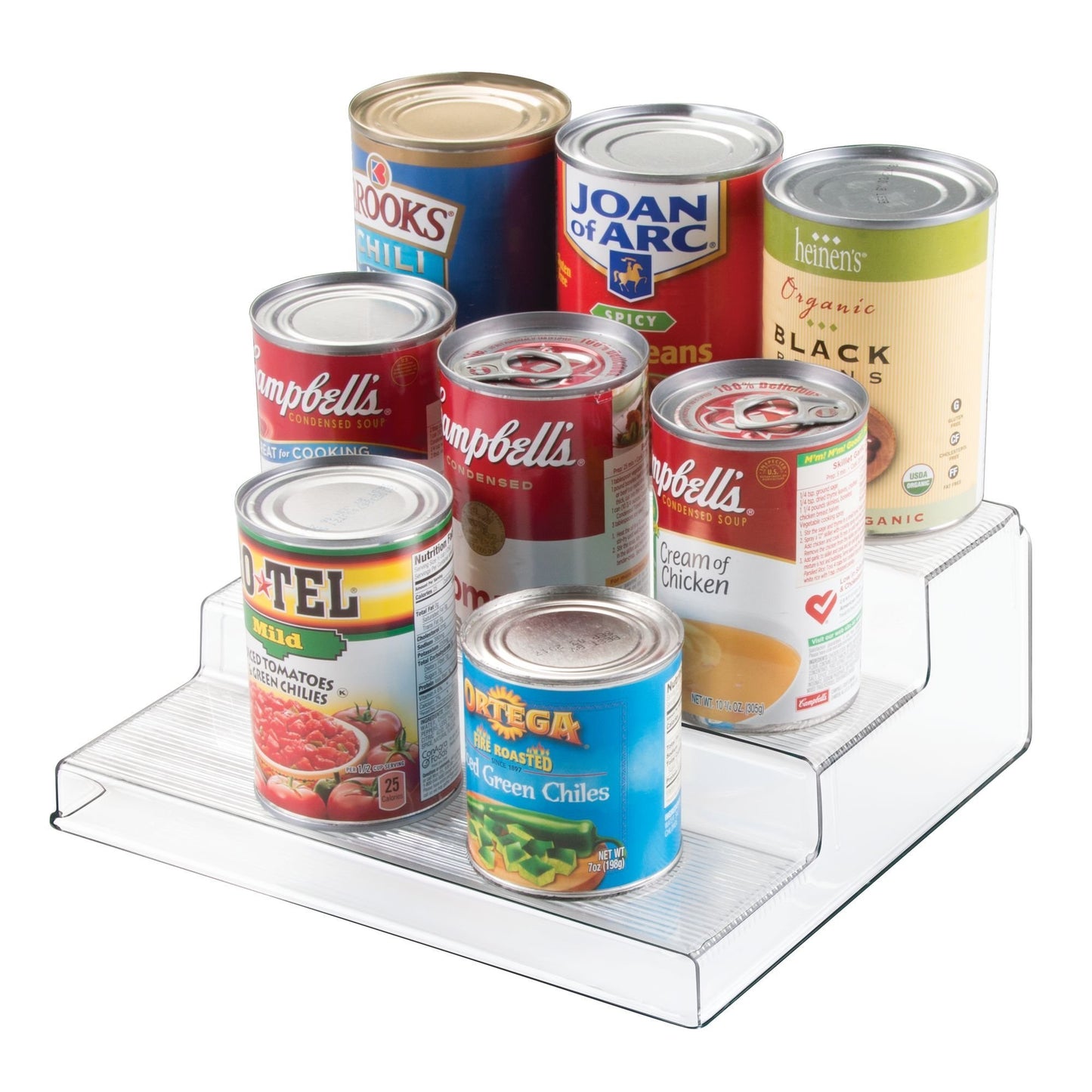 Best seller idesign linus plastic 3 tier organizer spice rack for kitchen pantry cabinets countertops vanity office craft room 10 x 8 75 x 3 50 set of 4 black