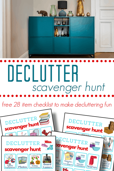Need to declutter but just don’t know where to start? This free 4-page decluttering scavenger hunt checklist helps motivate you and even makes it fun to declutter.