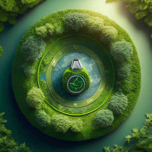 An illustration of a green earth surrounded by leaves, with a stylized electric vehicle battery at its center, surrounded by subtle, swirling patterns of recycling symbols and eco-friendly icons.