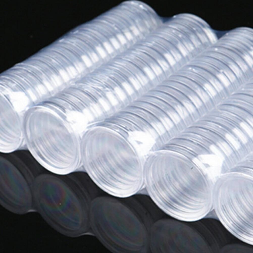 10PCS 35mm Plastic Storage Capsules Holder Round Boxed Lighthouse Craft Organizer Applied Clear Round Cases Coin Display