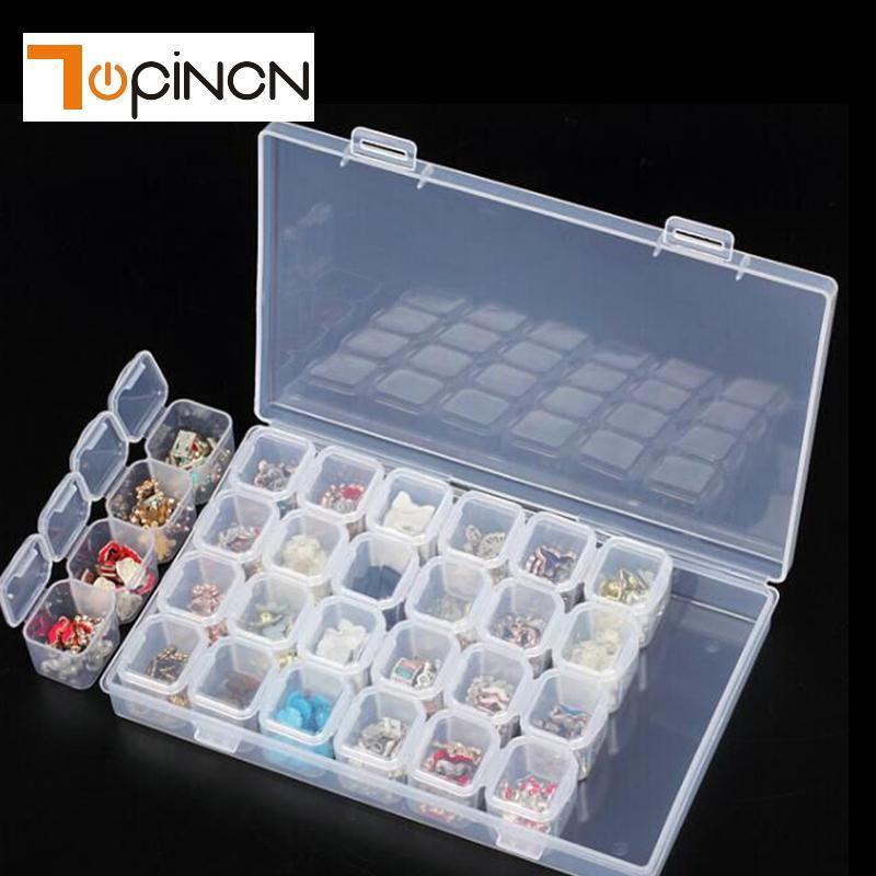 1Pc Plastic 28 Slots Adjustable Jewelry Plastic Storage Box Craft Organizer Beads Multi Nail Art Tip