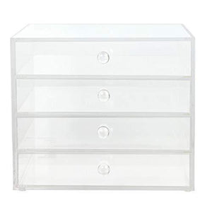 Budget friendly acrylic plastic handcrafted transparent clear 4 tier drawer storage organizer case for jewelry makeup cosmetic oversized 12 7l x 9 8w x 10 9h inches