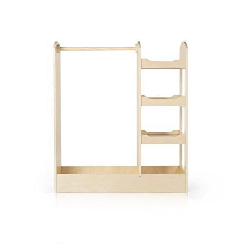 Results guidecraft see and store dress up center natural armoire for kids with mirror shelves clothes rack and shoe storage dresser with bottom tray toddlers room furniture