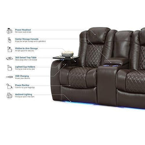 Try seatcraft anthem home theater seating leather power recline loveseat with center storage console powered headrests storage and cupholders brown