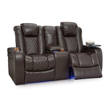 Load image into Gallery viewer, Storage seatcraft anthem home theater seating leather power recline loveseat with center storage console powered headrests storage and cupholders brown