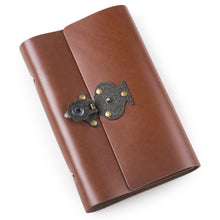Load image into Gallery viewer, Discover the best ancicraft leather journal diary notebook small a6 refillable with vintage flower vase lock 6 ring binder lined craft paper red brown flower vase lock a6