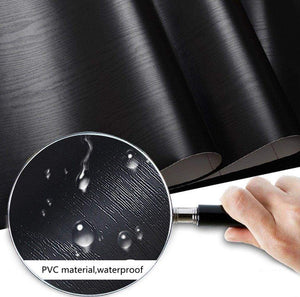 Home emoyi new dark black wood grain paper self adhesive wallpaper craft vinyl film countertop cabinet sticker 15 7inch by 78 7inch