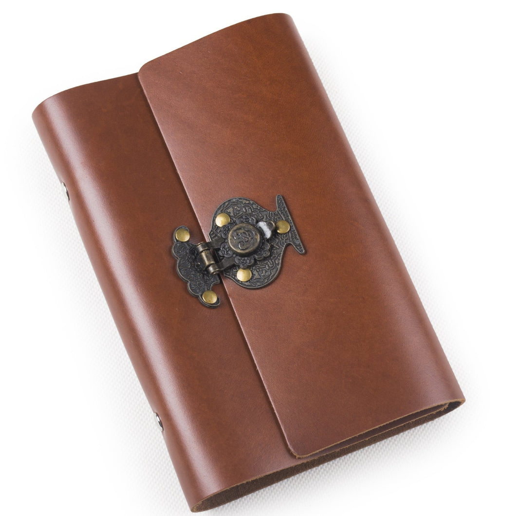 Buy ancicraft leather journal diary notebook small a6 refillable with vintage flower vase lock 6 ring binder lined craft paper red brown flower vase lock a6