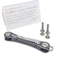 Load image into Gallery viewer, Buy compact key holder premium aircraft grade aluminum blue gray smart keychain organizer unique style pocket clip design