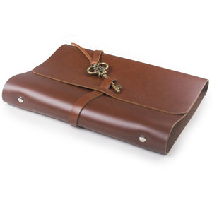 The best retro genuine leather handmade diary travel journal notebook sketchbook with vintage key style buckle refillable with loose binder craft paper red brown a5 lined craft paper