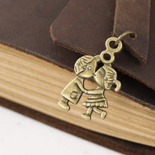 Load image into Gallery viewer, Cheap ancicraft unique leather journal diary with lovely heart and sweet kiss lovers handmade a5 lined paper brown with gift box a55 9x8 3inch lined craft paper