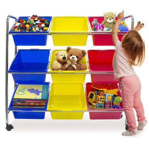 Top sorbus toy bins office supply organizer on wheels plastic storage cart with removable bins ideal for toys books crafts office supplies and much more primary colors