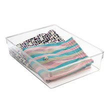 Load image into Gallery viewer, Try interdesign linus plastic dresser and vanity organizer storage bin for bathroom bedroom office craft room fridge freezer pantry 12 x 9 x 3 clear