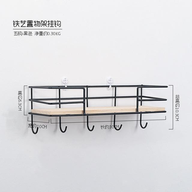 1 Pc Wood Metal Iron Art Home Decorative Shelf Holder Nordic Modern Storage Rack Wall Hanging Ins Craft Organizer