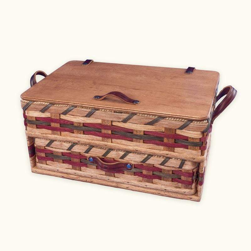Gingerich Family Large Amish Sewing and Craft Basket Organizer Box with Drawer